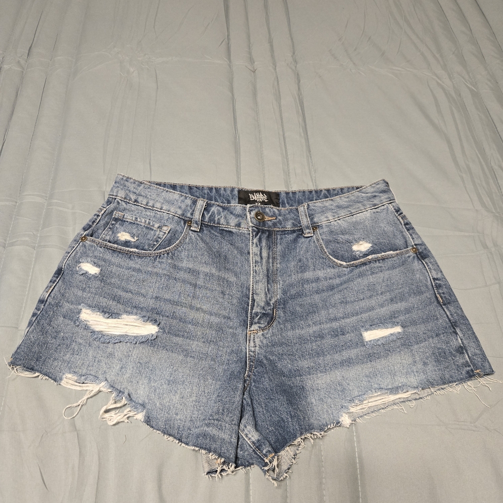 Empyre Distressed Blue Denim Shorts